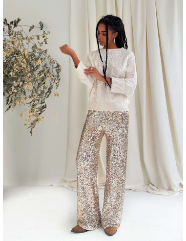 PANTALONE A PALAZZO IN PAILLETTES