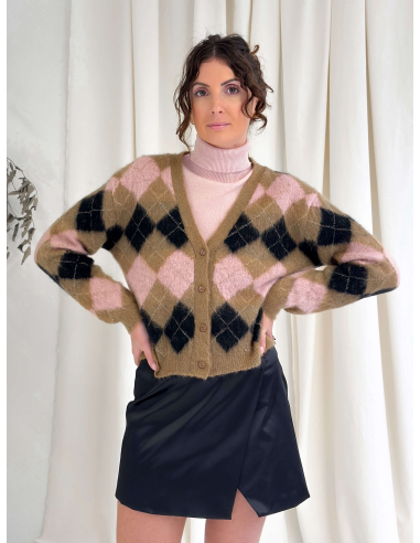 CARDIGAN A QUADRI CON FILO LUREX