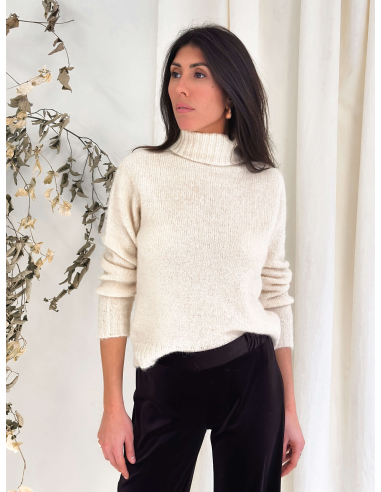 HIGH NECK SWEATER WITH SEQUIN INSERTS