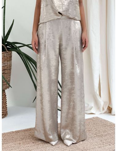 LAMINATED PALAZZO TROUSERS