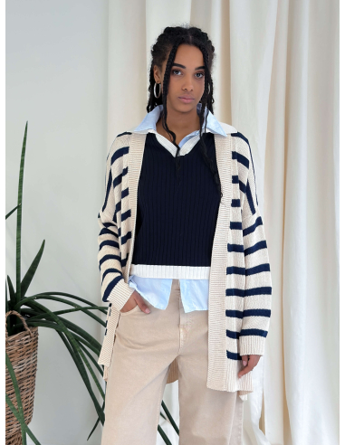 OVERSIZE STRIPED CARDIGAN